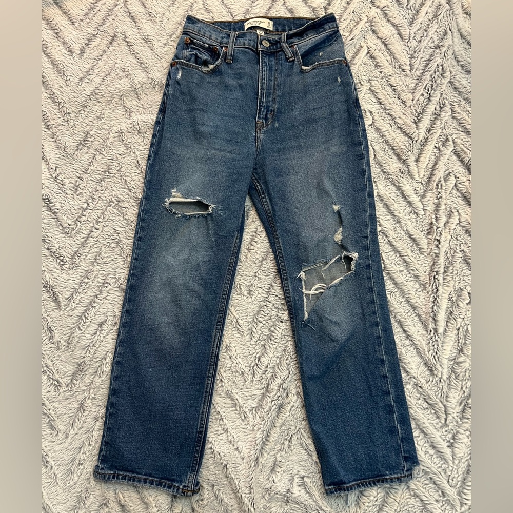 Abercrombie & Fitch The Ankle Straight Ultra High Rise Jeans Dark Wash 25S